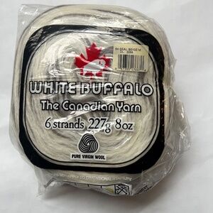 White Buffalo Virgin Wool 6 Strands Yarn Canadian Brown & Cream 8 oz